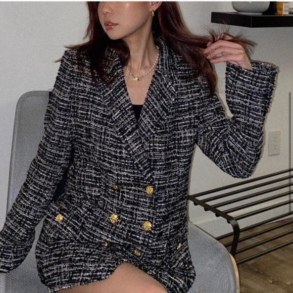 ZARA Double Breasted Textured Weave Coat - Picture 7 of 11
